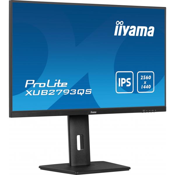 Iiyama ProLite XUB2793QS-B7 Monitor PC 68,6 cm [27] 2560 x 1440 Pixel Quad HD LED Nero (iiyama ProLite XUB2793QS-B7 - Monitor a LED - 27 - 2560 x 1440 QHD @ 100 Hz - IPS - 300 cd/m? - 1300:1 - 1 ms - HDMI, DisplayPort - altoparlanti - nero, opaco)Iiy...