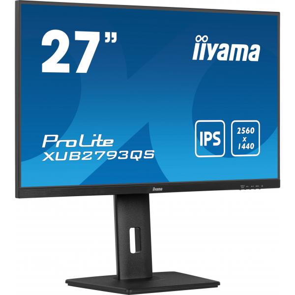 Iiyama ProLite XUB2793QS-B7 Monitor PC 68,6 cm [27] 2560 x 1440 Pixel Quad HD LED Nero (iiyama ProLite XUB2793QS-B7 - Monitor a LED - 27 - 2560 x 1440 QHD @ 100 Hz - IPS - 300 cd/m? - 1300:1 - 1 ms - HDMI, DisplayPort - altoparlanti - nero, opaco)Iiy...