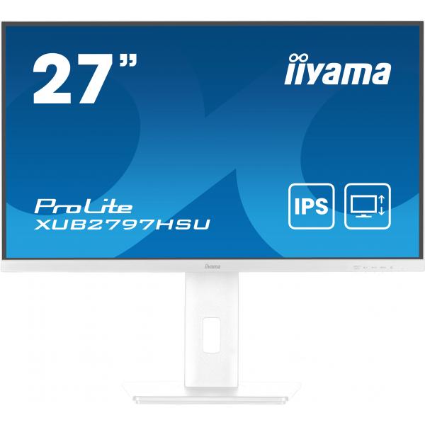 Iiyama ProLite XUB2797HSU-W2 Monitor PC 68,6 cm [27] 1920 x 1080 Pixel Full HD LED Bianco (iiyama ProLite XUB2797HSU-W2 - LED monitor - 27 - 1920 x 1080 Full HD [1080p] @ 100 Hz - IPS - 300 cd/m - 1000:1 - 1 ms - HDMI, DisplayPort - speakers - white,...