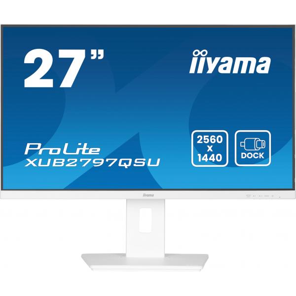 Iiyama ProLite XUB2797QSU-W2 Monitor PC 68,6 cm [27] 2560 x 1440 Pixel Quad HD LED Bianco (iiyama ProLite XUB2797QSU-W2 - LED monitor - 27 - 2560 x 1440 QHD @ 100 Hz - IPS - 300 cd/m? - 1300:1 - 1 ms - HDMI, DisplayPort - speakers - matt white)Iiyama...