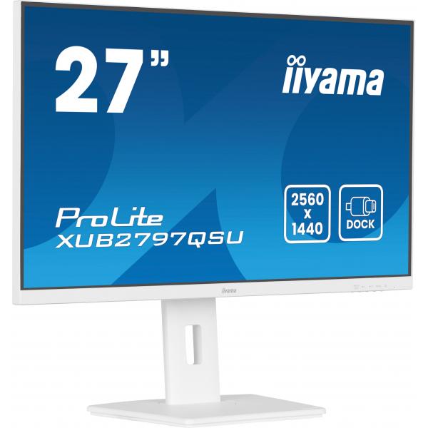 Iiyama ProLite XUB2797QSU-W2 Monitor PC 68,6 cm [27] 2560 x 1440 Pixel Quad HD LED Bianco (iiyama ProLite XUB2797QSU-W2 - LED monitor - 27 - 2560 x 1440 QHD @ 100 Hz - IPS - 300 cd/m? - 1300:1 - 1 ms - HDMI, DisplayPort - speakers - matt white)Iiyama...