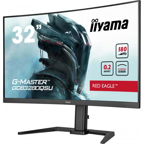 Iiyama G-MASTER GCB3280QSU-B2 Monitor PC 80 cm [31.5] 2560 x 1440 Pixel Dual QHD LED Nero (iiyama G-MASTER Red Eagle GCB3280QSU-B2 - Monitor a LED - gaming - curvato - 32 [31.5 visualizzabile] - 2560 x 1440 WQHD @ 180 Hz - VA - 350 cd/m? - 3000:1 - 0...