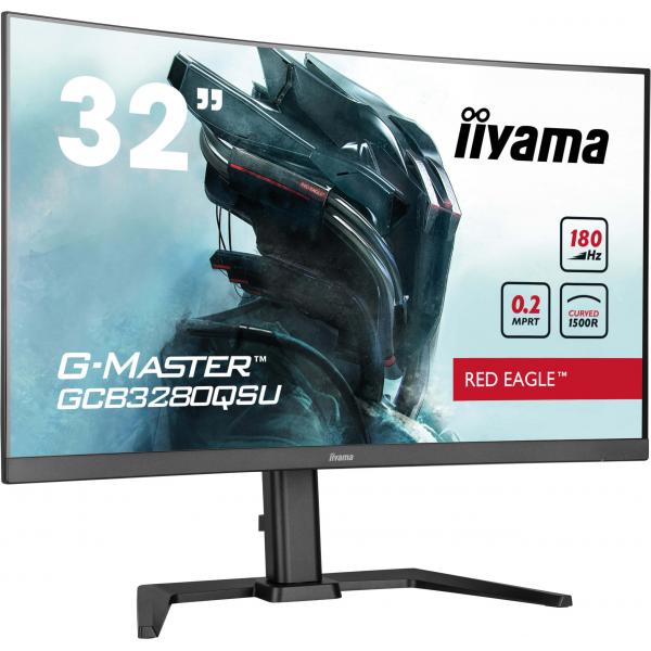 Iiyama G-MASTER GCB3280QSU-B2 Monitor PC 80 cm [31.5] 2560 x 1440 Pixel Dual QHD LED Nero (iiyama G-Master GCB3280QSU-B2 Red Eagle 32 Inch Curved Gaming Monitor, Black, 2560x1440, 0.2ms, 180hz, FreeSync, HDMI, Display Port, USB Hub, Speakers, Int PSU...