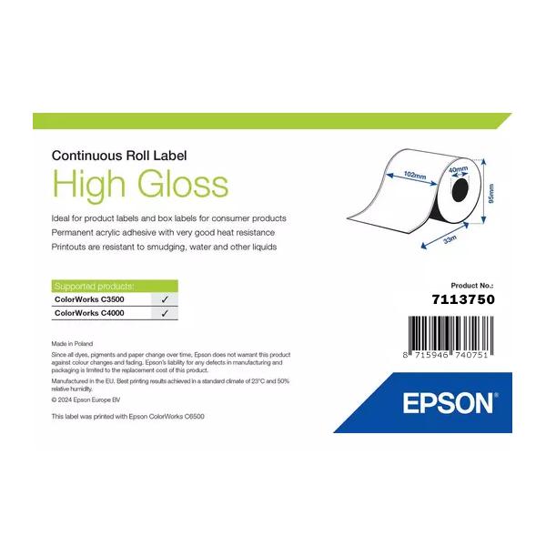 Epson High Gloss Label Etichetta per stampante autoadesiva (HIGH GLOSS LABEL CONTINUOUS - ROLL 102MM X 33M)Epson87159467407517113750
