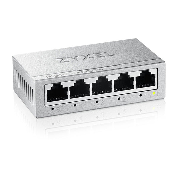 Zyxel GS-105BV5-EU0101F switch di rete Non gestito L2 Gigabit Ethernet [10/100/1000] (Zyxel GS-100 series GS-105B - Version 5 - switch - unmanaged - 5 x 10/100/1000 - desktop, montaggio a parete)Zyxel4718937638918GS-105BV5-EU0101F