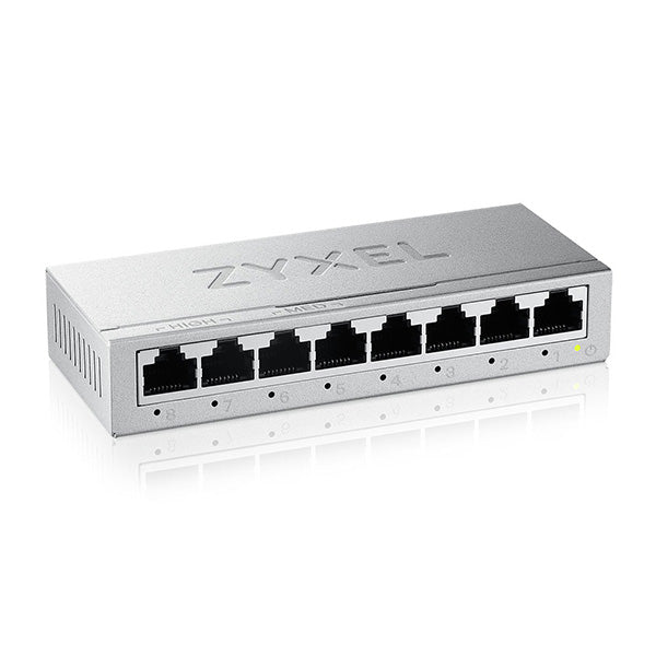 Zyxel GS-108BV5-EU0101F switch di rete Non gestito L2 Gigabit Ethernet [10/100/1000] (Zyxel GS-100 series GS-108B - Version 5 - switch - unmanaged - 8 x 10/100/1000 - desktop, montaggio a parete)Zyxel4718937638949GS-108BV5-EU0101F