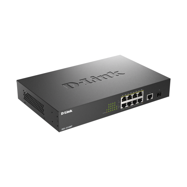 D-Link DGS-1010MP/E switch di rete Non gestito L2 Gigabit Ethernet [10/100/1000] Supporto Power over Ethernet [PoE] 1U Nero (10-Port Gigabit PoE+ - Unmanaged Switch with 1 x SFP - port and 1 x Gigabit Uplink Port - Warranty: 24M)D-linkDGS-1010MP/E