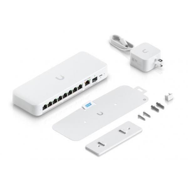 Ubiquiti UniFi Flex 2.5G Gestito L2 2.5G Ethernet [100/1000/2500] Montaggio da desktop/parete Bianco (Ubiquiti Switch UniFi 8xRJ45 2.5GBit Compact [incl. NT] Powered by 802.3af/at PoE or USB Type C, Fanless)UbiquitiUSW-FLEX-2.5G-8