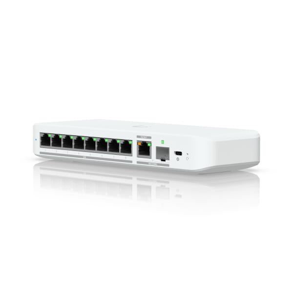 Ubiquiti UniFi Flex 2.5G Gestito L2 2.5G Ethernet [100/1000/2500] Montaggio da desktop/parete Bianco (Ubiquiti Switch UniFi 8xRJ45 2.5GBit Compact [incl. NT] Powered by 802.3af/at PoE or USB Type C, Fanless)UbiquitiUSW-FLEX-2.5G-8