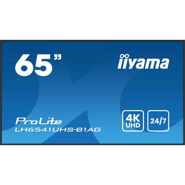 Iiyama LH6541UHS-B1AG visualizzatore di messaggi 163,8 cm [64.5] LCD 500 cd/m 4K Ultra HD Nero 24/7 (iiyama ProLite LH6541UHS-B1AG - 65 Categoria diagonale [64.5 visualizzabile] Display LCD retroilluminato a LED - segnaletica digitale - 4K UHD [2160p...