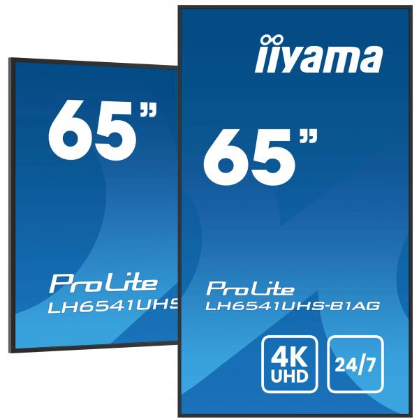 Iiyama LH6541UHS-B1AG visualizzatore di messaggi 163,8 cm [64.5] LCD 500 cd/m 4K Ultra HD Nero 24/7 (65 3840x2160, 4K UHD IPS - panel, 25% Haze, Landscape - and Portrait mode, 24/7 - Warranty: 36M)Iiyama4948570124558LH6541UHS-B1AG
