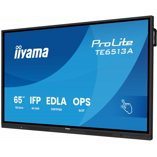 Iiyama TE6513A-B1AG visualizzatore di messaggi Pannello piatto interattivo 163,8 cm [64.5] Wi-Fi 450 cd/m 4K Ultra HD Nero Touch screen Processore integrato Android 18/7 (iiyama ProLite TE6513A-B1AG - 65 Categoria diagonale [64.5 visualizzabile] Disp...