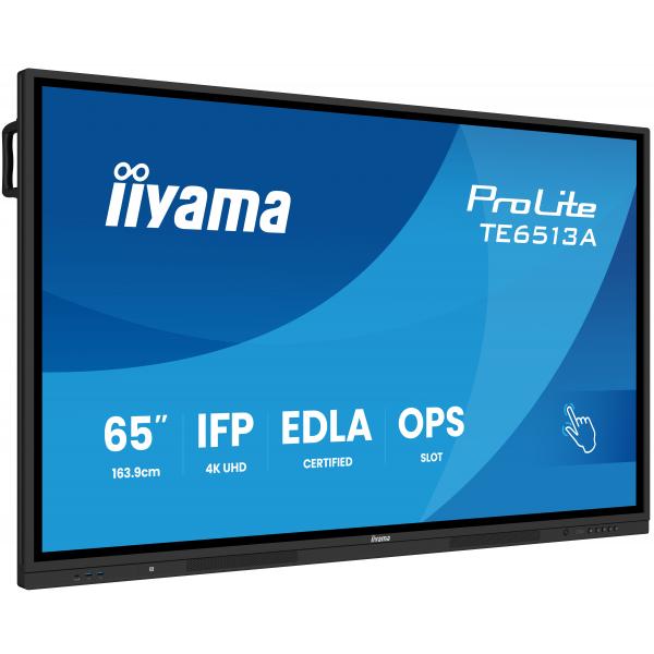 Iiyama TE6513A-B1AG visualizzatore di messaggi Pannello piatto interattivo 163,8 cm [64.5] Wi-Fi 450 cd/m 4K Ultra HD Nero Touch screen Processore integrato Android 18/7 (iiyama ProLite TE6513A-B1AG - 65 Categoria diagonale [64.5 visualizzabile] Disp...