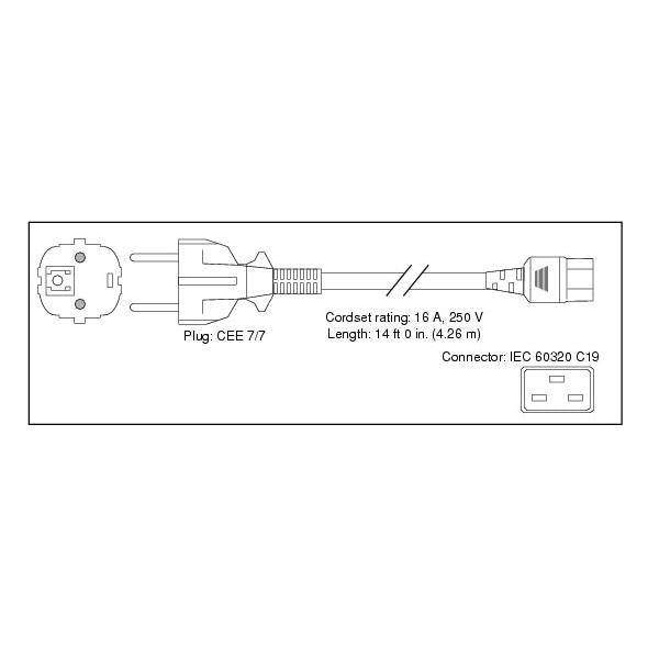 Cisco CAB-AC-2500W-EU= cavo di alimentazione Nero 4,26 m CEE7/7 Accoppiatore C19 (Power Cord/250V AC 3m Euro)CiscoCAB-AC-2500W-EU=
