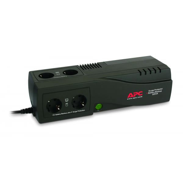 APC Back-UPS gruppo di continuità [UPS] Standby [Offline] 0,325 kVA 185 W (APC SurgeArrest + Battery Backup 325VA - UPS - 230 V c.a. V - 325 VA - connettori di uscita 4 - Germania - carbone)Apc0731304211143BE325-GR