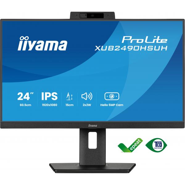 Iiyama XUB2490HSUH-B2 Monitor PC 60,5 cm [23.8] 1920 x 1080 Pixel Full HD LED Nero (XUB2490HSUH-B2 24IN 5MP WINDOWS - HELLO CAM IPS 100HZ LCD SLIM)Iiyama4948570125517XUB2490HSUH-B2
