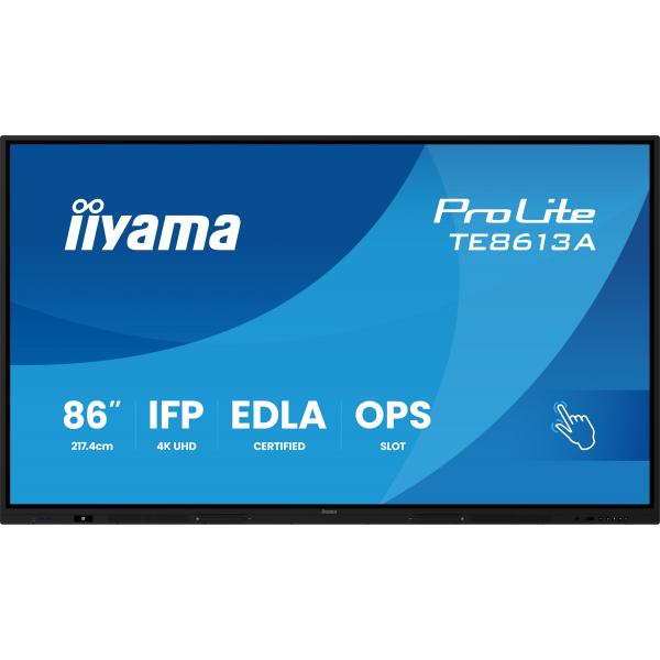 Iiyama TE8613A-B1AG visualizzatore di messaggi Pannello piatto interattivo 2,17 m [85.6] Wi-Fi 500 cd/m 4K Ultra HD Nero Touch screen Processore integrato Android 18/7 (iiyama ProLite 86' Google EDLA Certified IFP)Iiyama4948570124824TE8613A-B1AG