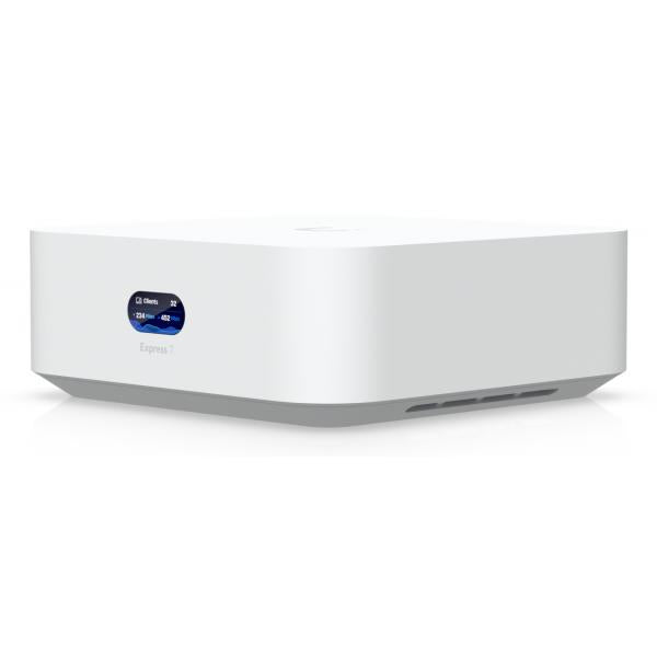 Ubiquiti UniFi Express 7 gateway/controller 10, 100, 1000, 2500, 10000 Mbit/s (Ubiquiti UniFi Express UX7 [1x GbE WAN, 1x GbE LAN, WiFi 7 AP] 802.11be, 0.96 LCM status display)Ubiquiti0810084699188UX7