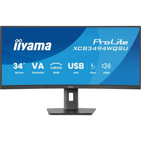 Iiyama ProLite XCB3494WQSU-B1 Monitor PC 86,4 cm [34] 3440 x 1440 Pixel UltraWide Quad HD LED Nero (34 Pro Lite XCB3494WQSU-B1 Curved Monitor - 34 Black UWQHD VA Curved Monitor USB-C DisplayPort and HDMI)Iiyama4948570125135XCB3494WQSU-B1