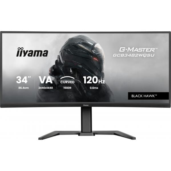 Iiyama GCB3482WQSU-B1 Monitor PC 86,4 cm [34] 3440 x 1440 Pixel UltraWide Quad HD LED Nero (34 G-MASTER GCB3482WQSU-B1 Monitor - 34 Black VA Gaming Monitor Height Adjustable DisplayPort USB and HDMI)IiyamaGCB3482WQSU-B1