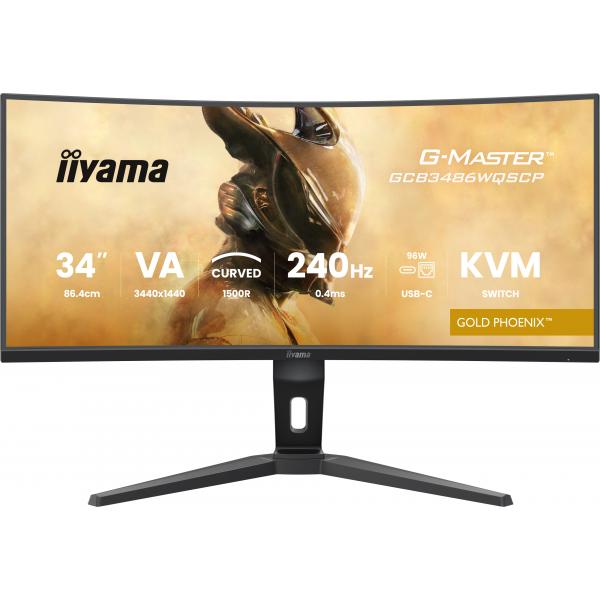 Iiyama G-MASTER GCB3486WQSCP-B1 Monitor PC 86,4 cm [34] 3440 x 1440 Pixel UltraWide Quad HD Nero (34 G-MASTER GCB3486WQSCP-B1 Monitor - 34 Black VA Gaming Monitor Height Adjustable DisplayPort USB and HDMI)Iiyama4948570125173GCB3486WQSCP-B1