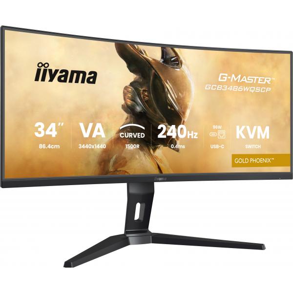 Iiyama G-MASTER GCB3486WQSCP-B1 Monitor PC 86,4 cm [34] 3440 x 1440 Pixel UltraWide Quad HD Nero (34 G-MASTER GCB3486WQSCP-B1 Monitor - 34 Black VA Gaming Monitor Height Adjustable DisplayPort USB and HDMI)Iiyama4948570125173GCB3486WQSCP-B1