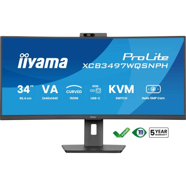 Iiyama ProLite XCB3497WQSNPH-B1 Monitor PC 86,4 cm [34] 3440 x 1440 Pixel UltraWide Quad HD LED Nero (iiyama ProLite XCB3497WQSNPH-B1 computer monitor 86.4 cm [)Iiyama4948570125296XCB3497WQSNPH-B1