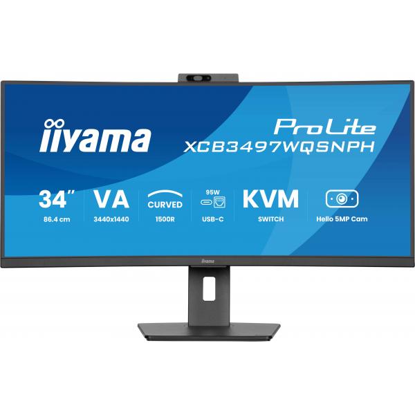 Iiyama ProLite XCB3497WQSNPH-B1 Monitor PC 86,4 cm [34] 3440 x 1440 Pixel UltraWide Quad HD LED Nero (34 ProLite XCB3497WQSNPH-B1 Monitor - 34 Black VA Monitor Height Adjustable DisplayPort USB and HDMI)Iiyama4948570125296XCB3497WQSNPH-B1