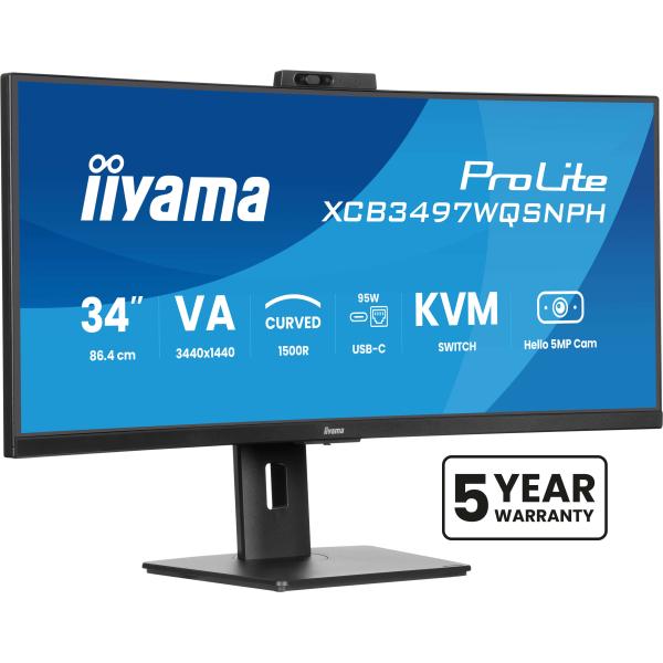 Iiyama ProLite XCB3497WQSNPH-B1 Monitor PC 86,4 cm [34] 3440 x 1440 Pixel UltraWide Quad HD LED Nero (iiyama ProLite XCB3497WQSNPH-B1 computer monitor 86.4 cm [)Iiyama4948570125296XCB3497WQSNPH-B1