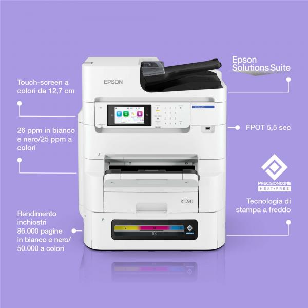 Epson WorkForce Pro EM-C8101RDWF (Epson WorkForce Pro EM-C8101RDWF - Stampante multifunzione - colore - ink-jet - A3 [supporti] - fino a 22 ppm [copia] - fino a 26 ppm [stampa] - 400 fogli - 33.6 Kbps - USB 2.0, host USB 2.0, Gigabit LAN, Wi-Fi[ac])E...