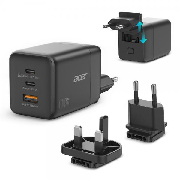 Acer HP.DSCAB.019 Caricabatterie per dispositivi mobili Universale Nero AC Ricarica rapida Interno (ACER GAN CHARGER - USB-C USB-A 100W)Acer4712842946731HP.DSCAB.019