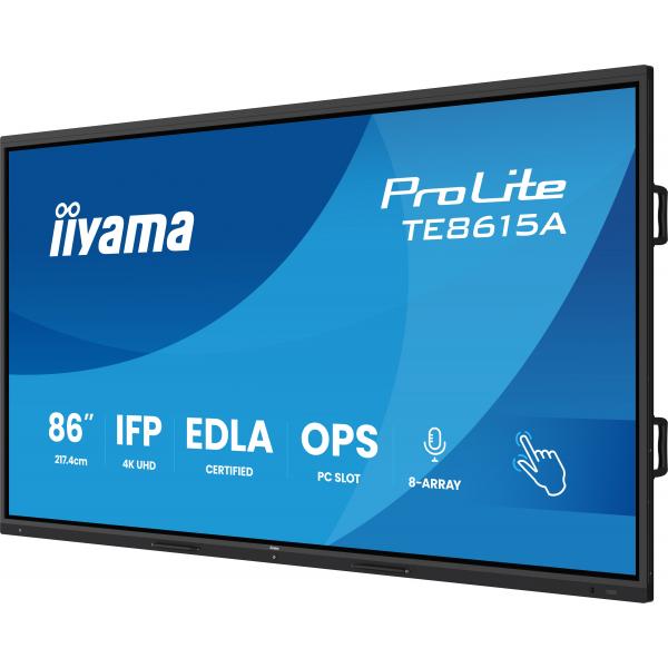 Iiyama TE8615A-B1AG visualizzatore di messaggi Pannello piatto interattivo 2,17 m [85.6] Wi-Fi 550 cd/m 4K Ultra HD Nero Touch screen Processore integrato Android (86 ProLite TE8615A-B1AG Interactive Display - 86 Black Interactive Display 4K 550cd/m2...