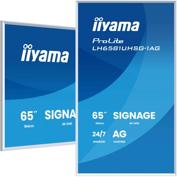 Iiyama LH6581UHSG-1AG visualizzatore di messaggi Pannello piatto per segnaletica digitale 163,8 cm [64.5] Wi-Fi 500 cd/m 4K Ultra HD Bianco Processore integrato Android 24/7 (65' 4K UHD Digital Signage Display  Sleek & Flexible)Iiyama4948570125623LH6...