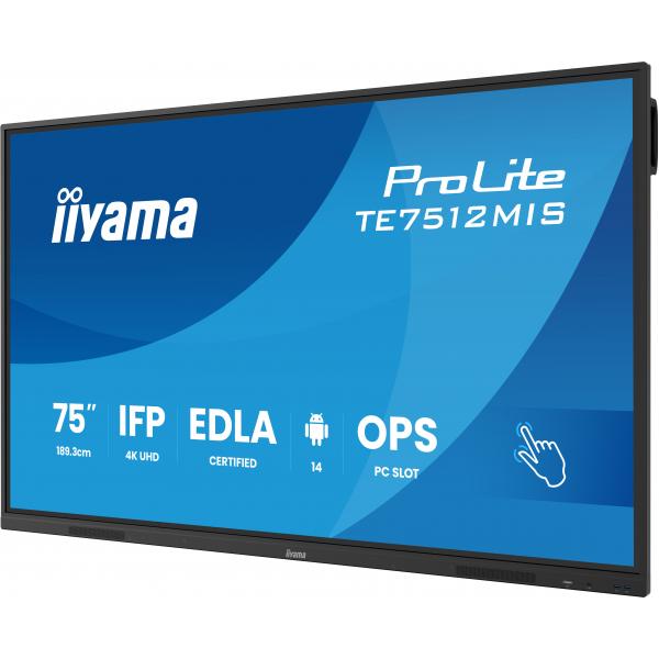 Iiyama TE7512MIS-B4AG visualizzatore di messaggi Design chiosco 190,5 cm [75] LCD Wi-Fi 400 cd/m 4K Ultra HD Nero Touch screen Processore integrato Android 24/7 (75 TE7512MIS-B4AG Interactive Display - 75 Black 4K UHD Interactive Display 3x HDMI 24/7...