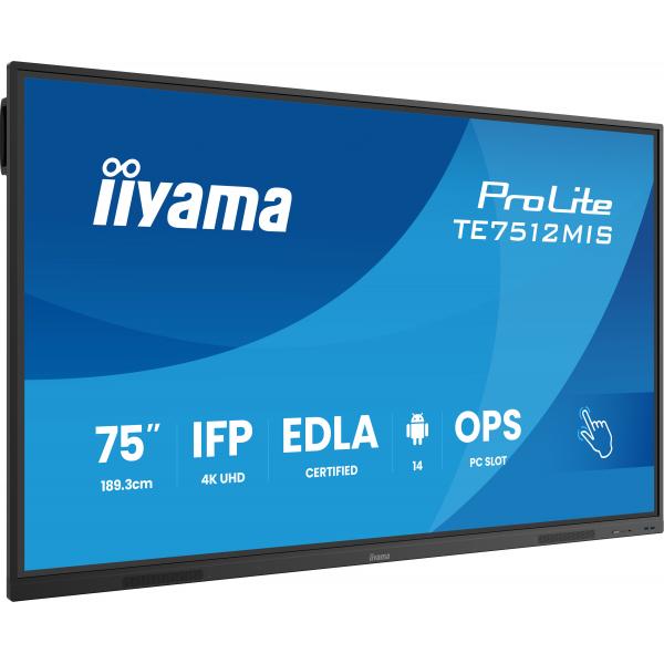 Iiyama TE7512MIS-B4AG visualizzatore di messaggi Design chiosco 190,5 cm [75] LCD Wi-Fi 400 cd/m 4K Ultra HD Nero Touch screen Processore integrato Android 24/7 (75 TE7512MIS-B4AG Interactive Display - 75 Black 4K UHD Interactive Display 3x HDMI 24/7...