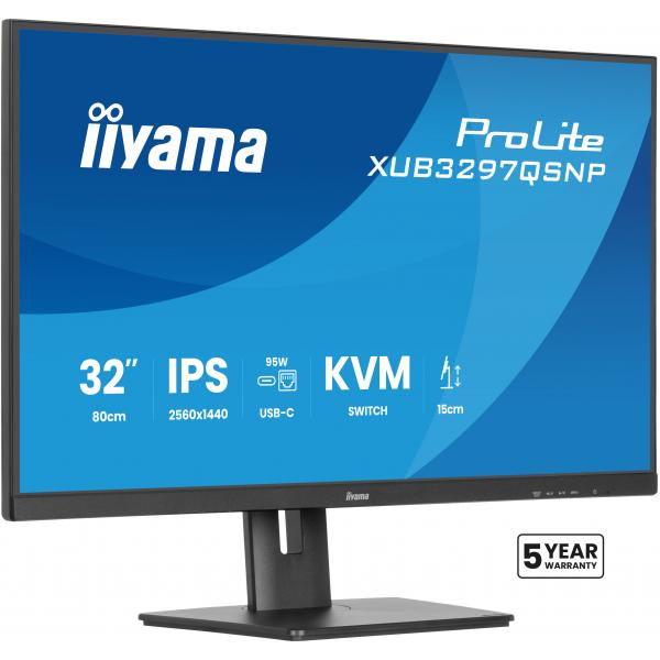 Iiyama ProLite XUB3297QSNP-B1 Monitor PC 81,3 cm [32] 2560 x 1440 Pixel Quad HD LED Nero (32 ProLite XUB3297QSNP-B1 Monitor - 32 Black IPS Monitor DisplayPort USB and HDMI)IiyamaXUB3297QSNP-B1