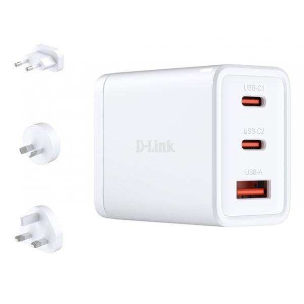 D-Link DCP-651 Caricabatterie per dispositivi mobili Universale Bianco AC Ricarica rapida Interno (65W GAN CHARGER 2 USB-C PORTS 1 - USB-A PORT SIMULTANEOUS CHARGING)D-linkDCP-651