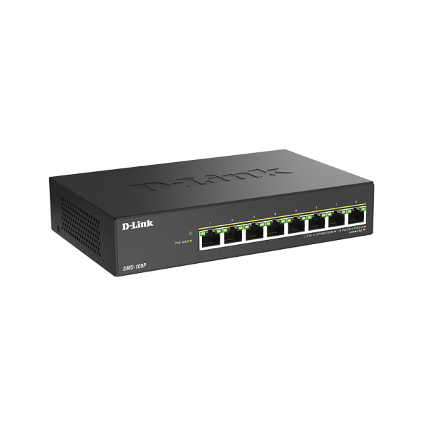 D-Link DMS-108P/B switch di rete Non gestito 2.5G Ethernet [100/1000/2500] Supporto Power over Ethernet [PoE] Nero (D-Link DMS-108P - Switch - unmanaged - 8 x 10/100/1000/2.5G [PoE++] - desktop - PoE++ [230 W])D-link0790069477980DMS-108P/B