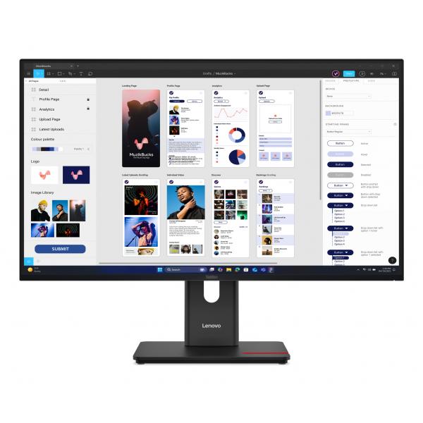 Lenovo ThinkVision T32UD-40 Monitor (Lenovo ThinkVision T32UD-40 - LED monitor - 32 [31.5 viewable] - 3840 x 2160 4K @ 75 Hz - IPS - 350 cd/m - 1500:1 - 4 ms - HDMI, DisplayPort, USB-C - eclipse black)Lenovo019815672652064B0GAT1UK