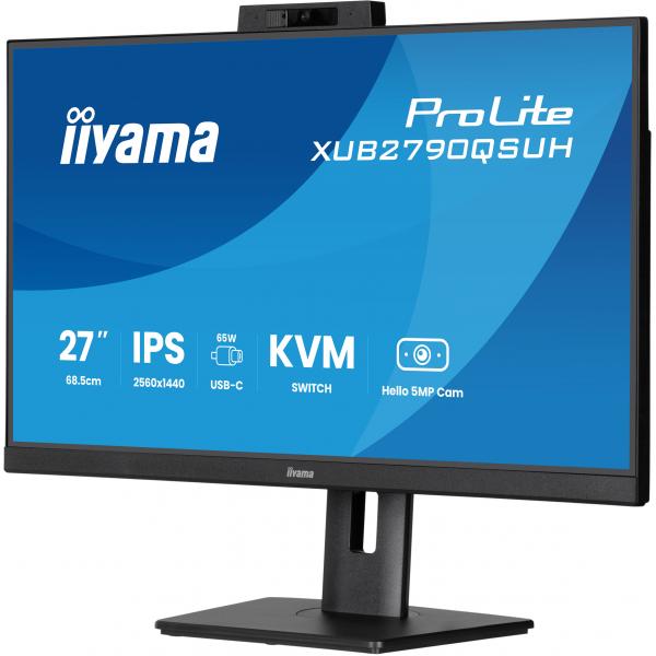 Iiyama ProLite XUB2790QSUH-B2 Monitor PC 68,6 cm [27] 2560 x 1440 Pixel Quad HD LED Nero (iiyama ProLite XUB2790QSUH-B2 - Monitor a LED - 27 - 2560 x 1440 QHD @ 100 Hz - IPS - 250 cd/m - 1300:1 - 0.4 ms - HDMI, DisplayPort, USB-C - altoparlanti - ner...