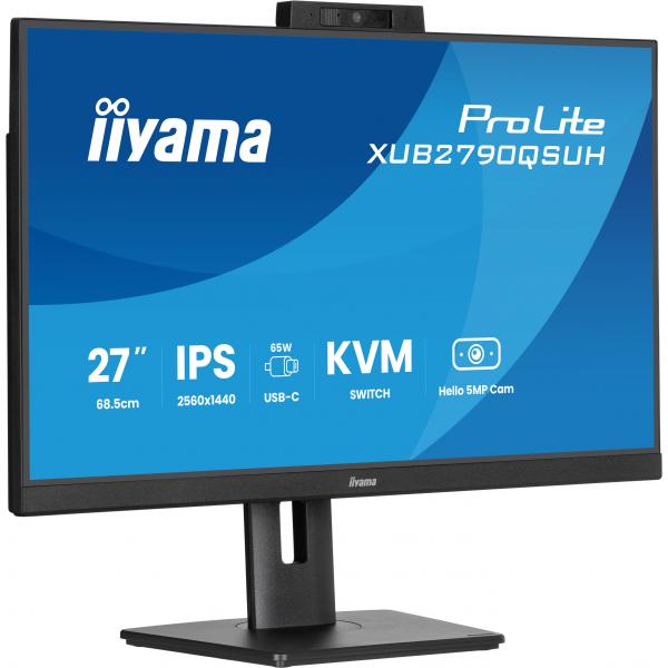 Iiyama ProLite XUB2790QSUH-B2 Monitor PC 68,6 cm [27] 2560 x 1440 Pixel Quad HD LED Nero (iiyama ProLite XUB2790QSUH-B2 - Monitor a LED - 27 - 2560 x 1440 QHD @ 100 Hz - IPS - 250 cd/m - 1300:1 - 0.4 ms - HDMI, DisplayPort, USB-C - altoparlanti - ner...