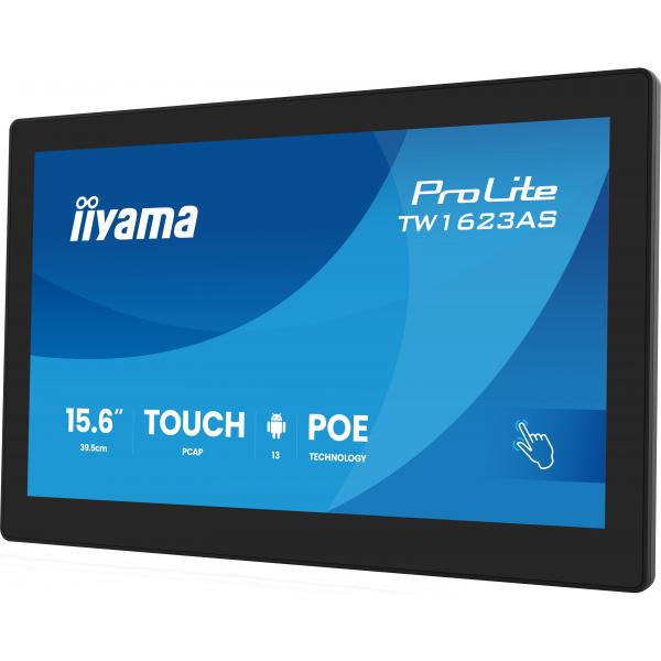 Iiyama TW1623AS-B3P Monitor PC 39,6 cm [15.6] 1920 x 1080 Pixel Full HD LED Touch screen Nero (iiyama ProLite TW1623AS-B3P - Android PC - touch panel PC 1 RK3568 - RAM 4 GB - SSD - eMMC 32 GB - Mali-G52 - Bluetooth 5.2, Gigabit Ethernet - Android 13 ...