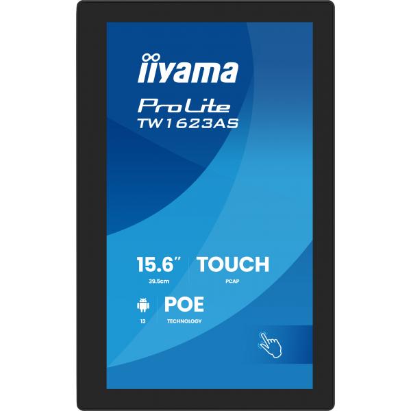 Iiyama TW1623AS-B3P Monitor PC 39,6 cm [15.6] 1920 x 1080 Pixel Full HD LED Touch screen Nero (iiyama ProLite TW1623AS-B3P - Android PC - touch panel PC 1 RK3568 - RAM 4 GB - SSD - eMMC 32 GB - Mali-G52 - Bluetooth 5.2, Gigabit Ethernet - Android 13 ...