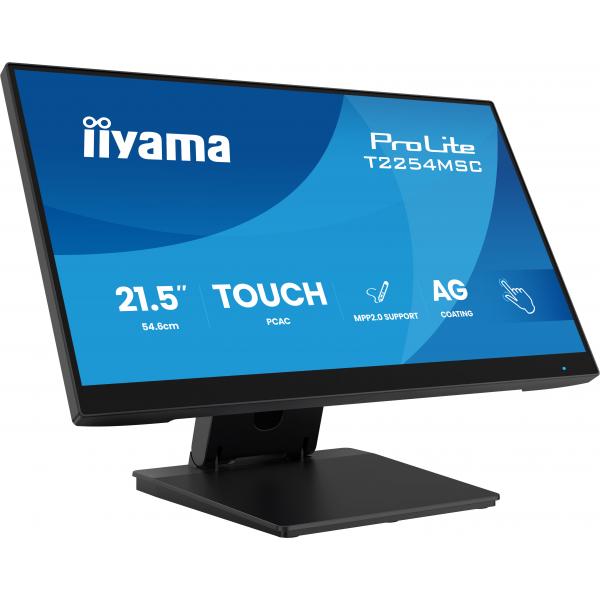Iiyama T2254MSC-B2AG Monitor PC 54,6 cm [21.5] 1920 x 1080 Pixel Full HD LED Touch screen Nero (21.5 ProLite T2254MSC-B2AG Touch Monitor - 21.5 Optical Bonded PCAP 10pt Touch Monitor IPS Anti Glare coating active stylus support [MPP 2.0] edge-to-edge...