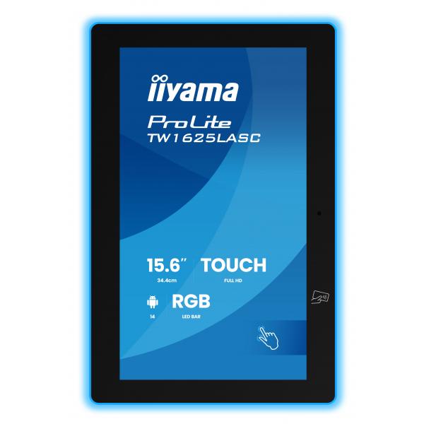 Iiyama TW1625LASC-B3PNR espositore per sale riunioni 39,6 cm [15.6] 1920 x 1080 Pixel LED Wi-Fi 6 [802.11ax], Wi-Fi 5 [802.11ac], Wi-Fi 4 [802.11n], 802.11g, 802.11a, 802.11b Nero Bluetooth (iiyama ProLite TW1625LASC-B3PNR - Android PC - touch panel ...