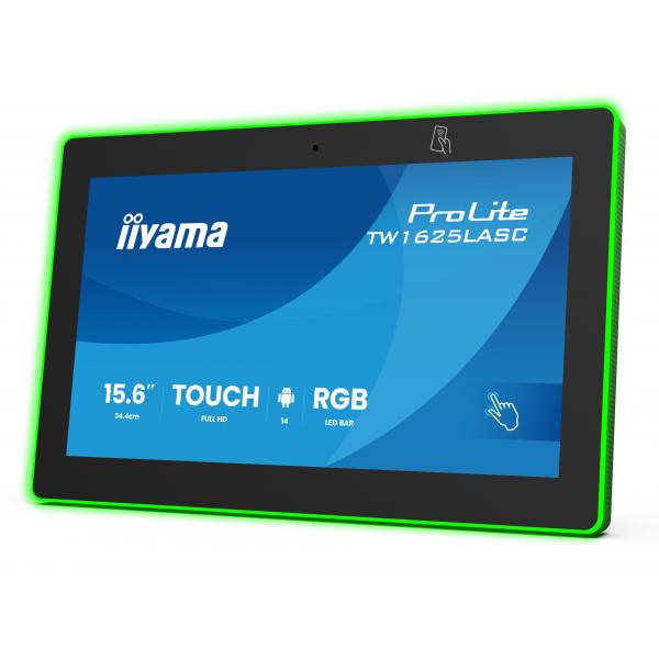 Iiyama TW1625LASC-B3PNR espositore per sale riunioni 39,6 cm [15.6] 1920 x 1080 Pixel LED Wi-Fi 6 [802.11ax], Wi-Fi 5 [802.11ac], Wi-Fi 4 [802.11n], 802.11g, 802.11a, 802.11b Nero Bluetooth (iiyama ProLite TW1625LASC-B3PNR - Android PC - touch panel ...
