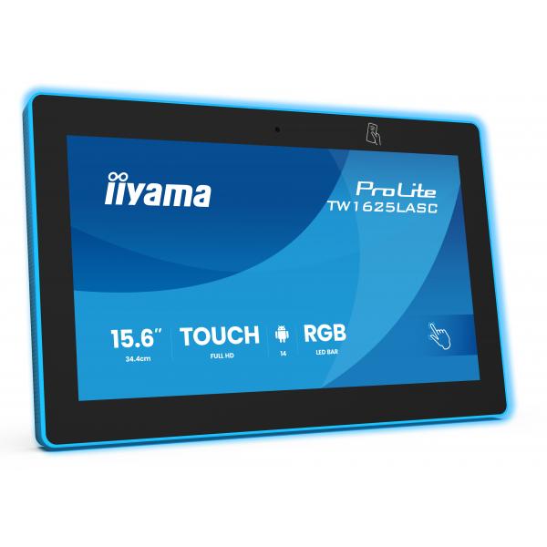 Iiyama TW1625LASC-B3PNR espositore per sale riunioni 39,6 cm [15.6] 1920 x 1080 Pixel LED Wi-Fi 6 [802.11ax], Wi-Fi 5 [802.11ac], Wi-Fi 4 [802.11n], 802.11g, 802.11a, 802.11b Nero Bluetooth (iiyama ProLite TW1625LASC-B3PNR - Android PC - touch panel ...