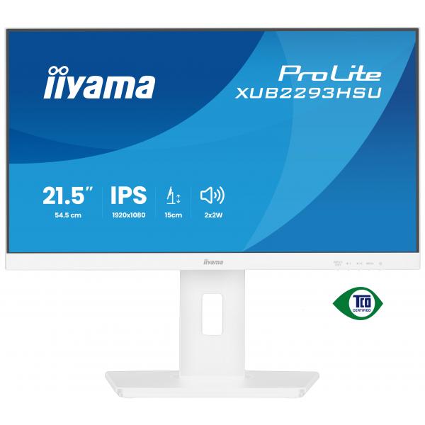 Iiyama ProLite XUB2293HSU-W7 Monitor PC 54,6 cm [21.5] 1920 x 1080 Pixel Full HD LED Bianco (21.5 ProLite XUB2293HSU-W7 Monitor - 21.5 White IPS Monitor Full HD Height Adjustable DisplayPort USB and HDMI)Iiyama4948570126910XUB2293HSU-W7