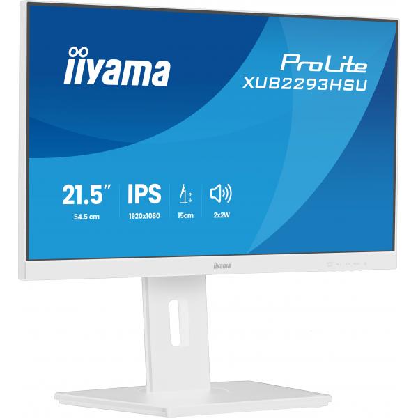 Iiyama ProLite XUB2293HSU-W7 Monitor PC 54,6 cm [21.5] 1920 x 1080 Pixel Full HD LED Bianco (21.5 ProLite XUB2293HSU-W7 Monitor - 21.5 White IPS Monitor Full HD Height Adjustable DisplayPort USB and HDMI)Iiyama4948570126910XUB2293HSU-W7