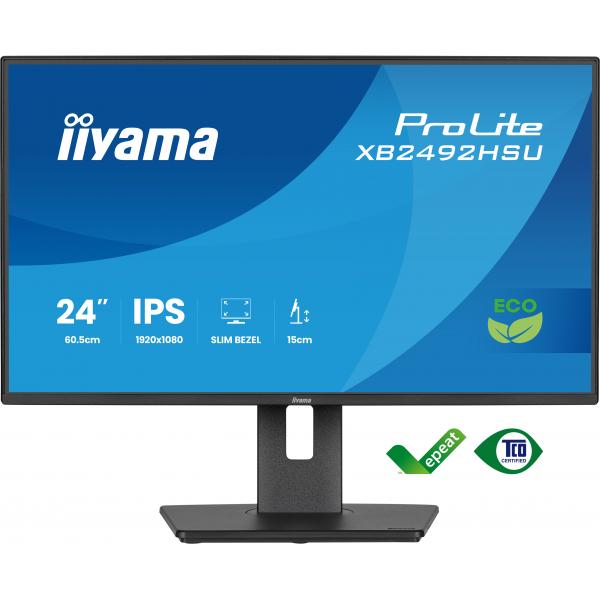 Iiyama ProLite XB2492HSU-B1 Monitor PC 60,5 cm [23.8] 1920 x 1080 Pixel Full HD LED Nero (XB2492HSU-B1 24IN 1920X1080 - 14MS 16:9 1500:1 HDMI/DP/USB)Iiyama4948570126187XB2492HSU-B1